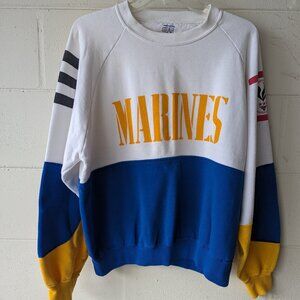 Vintage Marines Color Block Sweatshirt Size Large Made in Korea